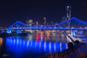 Brisbane City Story Bridge, blue, QLD Australia