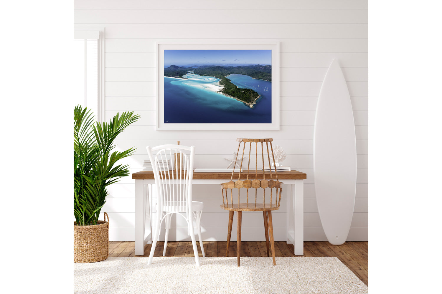 Whitehaven Beach Whitsundays White Framed Print