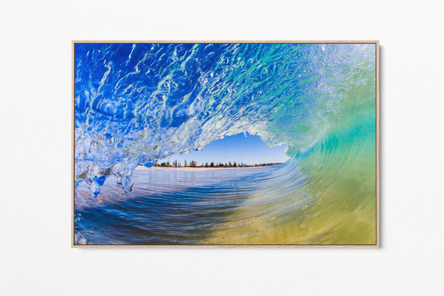 Wave Print Float Frame Oak