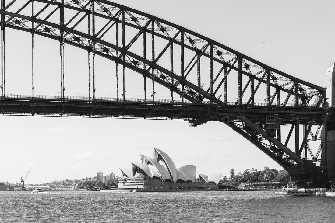 Harbour Bridge and Opera House black and white print, Sydney