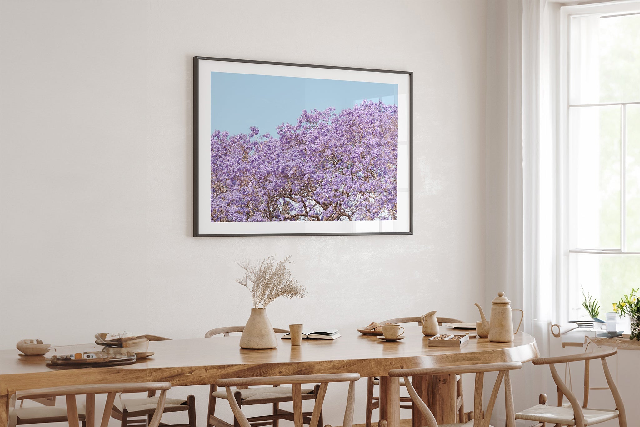 Violet Whisper - Black Frame Oak Table