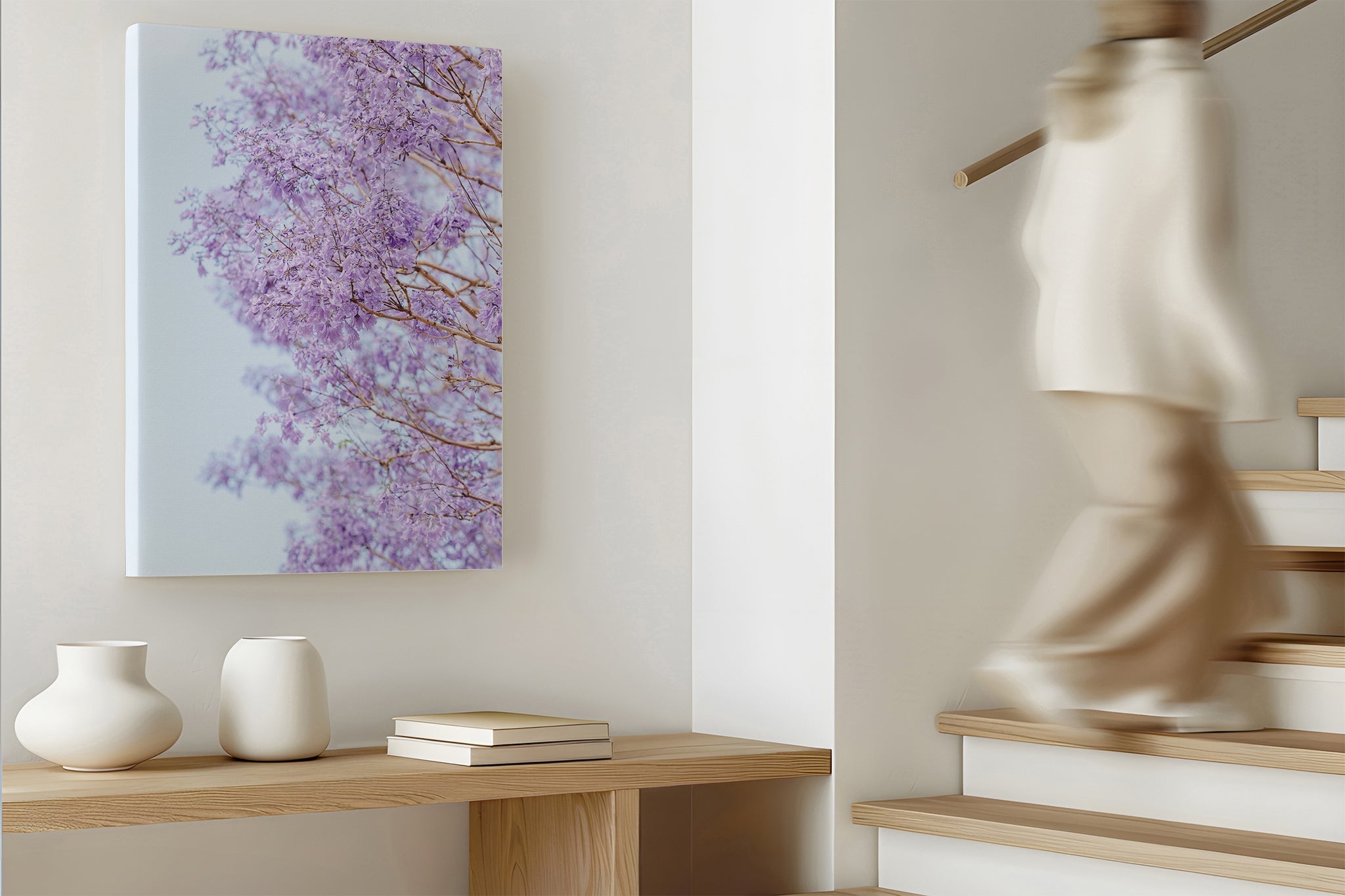 The Jacaranda Veil print shown as a canvas.
