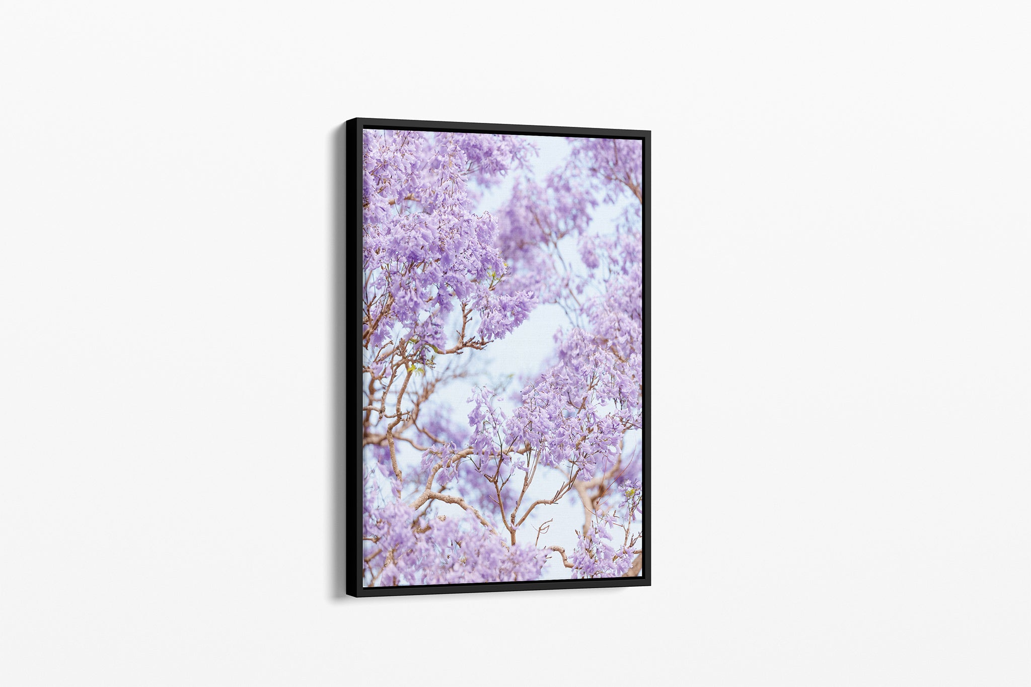 The Purple Canopy print shown as a black float-frame canvas.