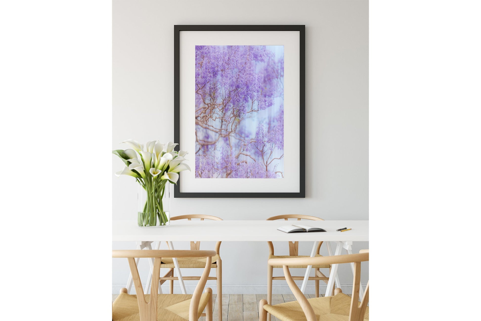 The Lavender Dream print shown framed in black.