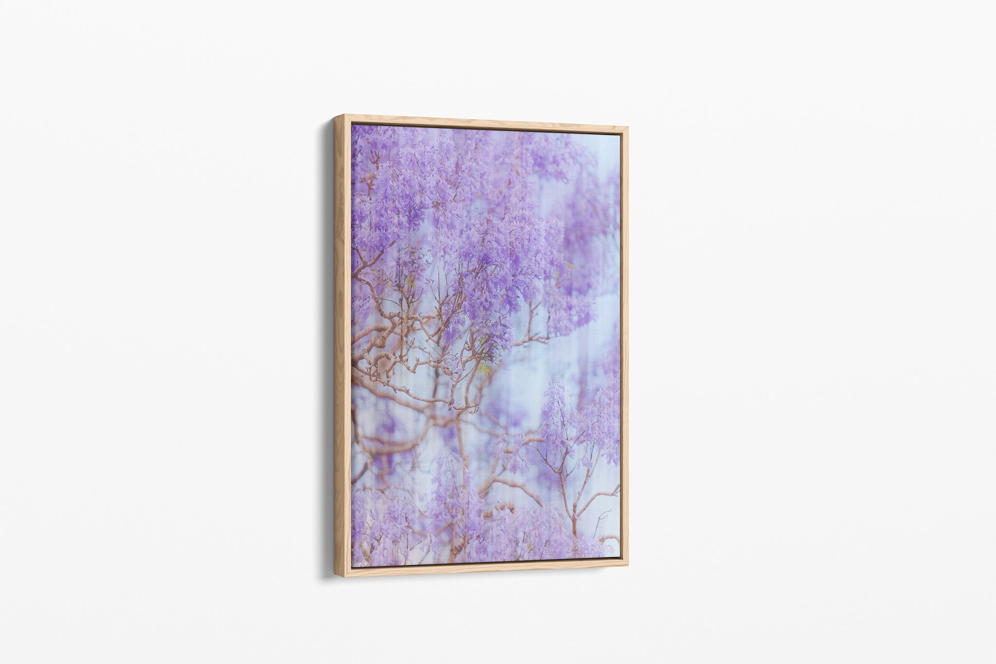 The Lavender Dream print shown as an oak float-frame canvas.