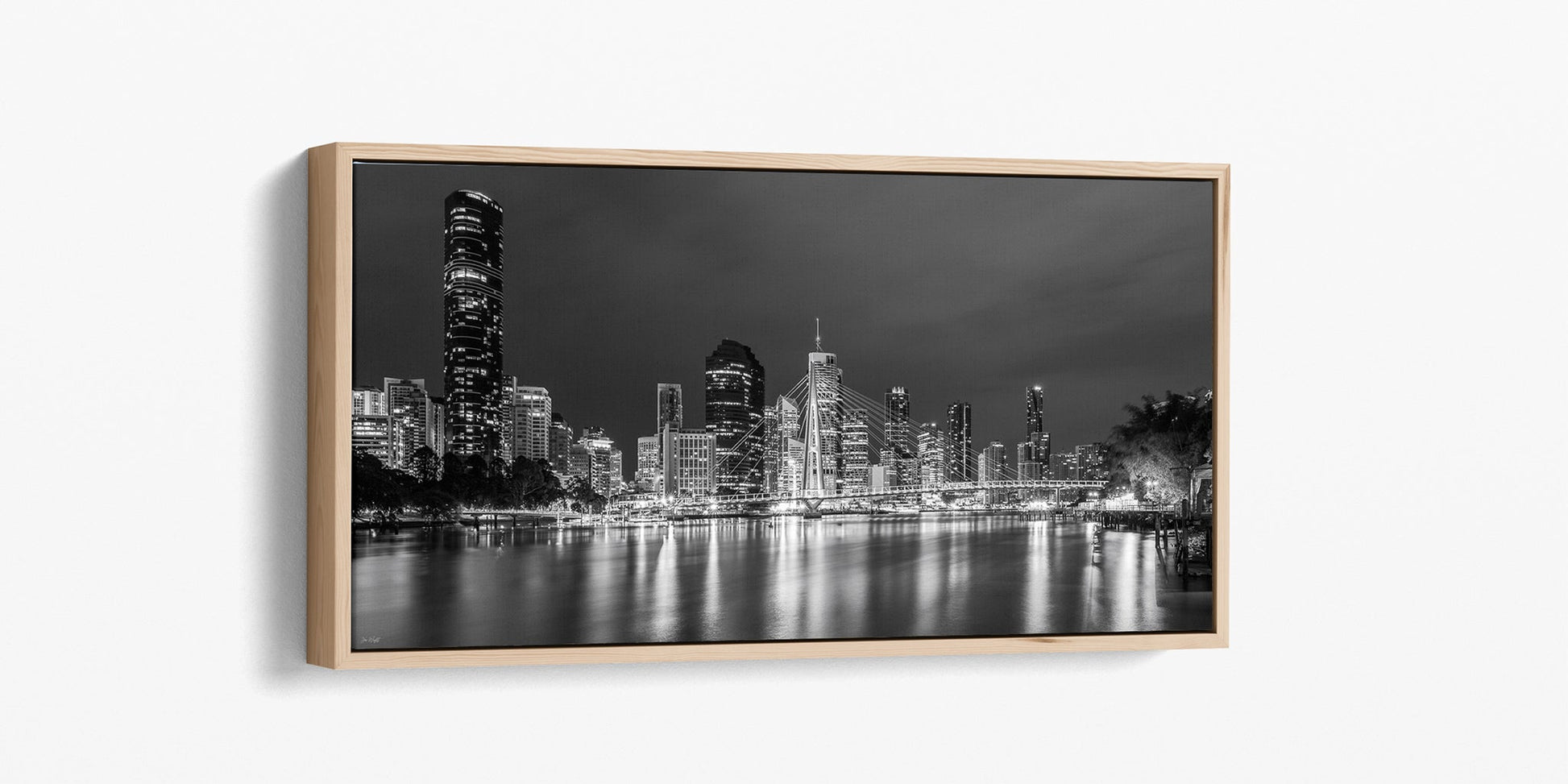 River City Nights - Float Frame Canvas Oak