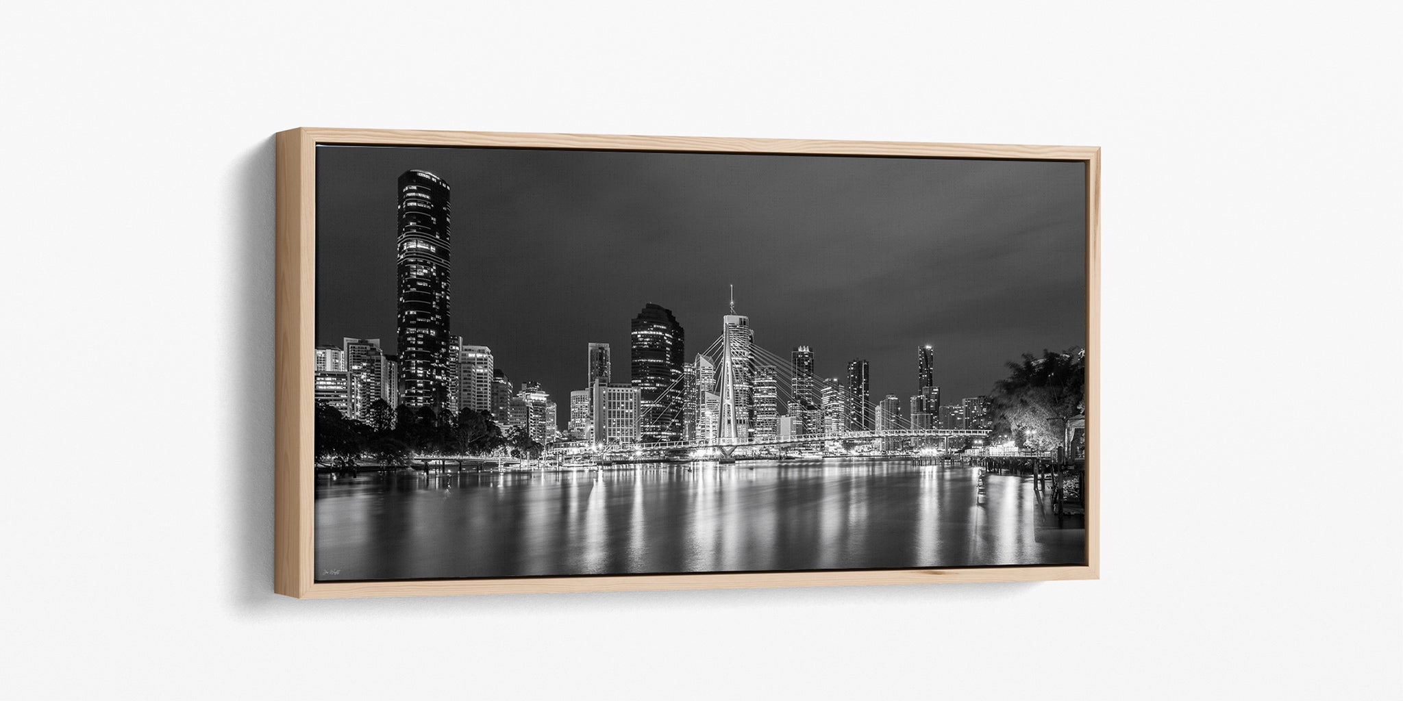 River City Nights - Float Frame Canvas Oak