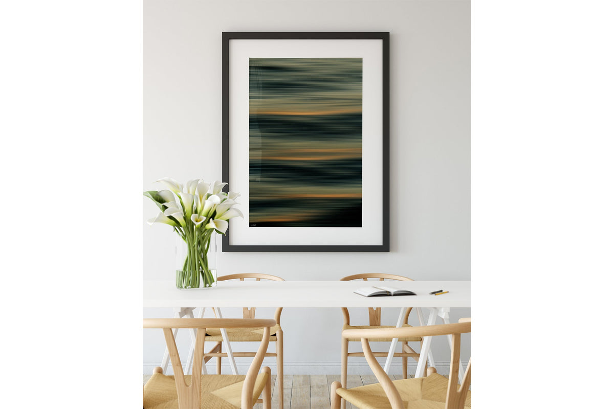 Amber Lines print shown framed in black.