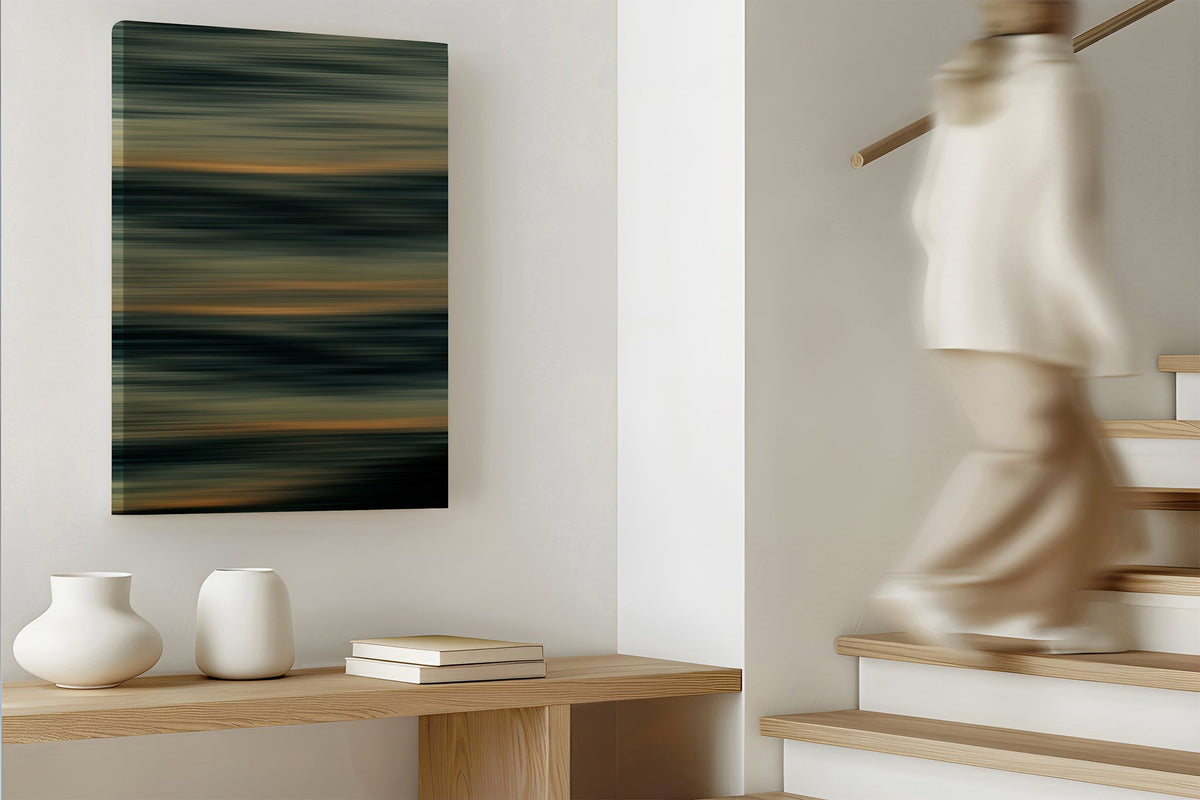 Amber Lines print shown as a canvas print.