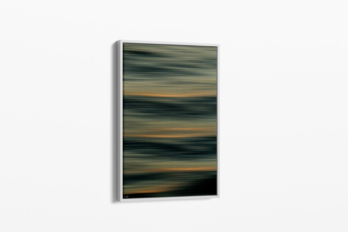 Amber Lines print shown as a canvas in a white float frame.