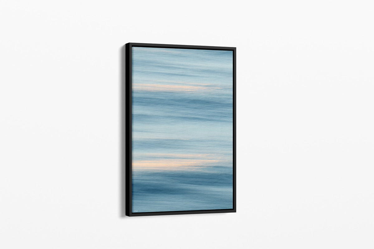 Soft Horizon print shown as a canvas in a black float frame.