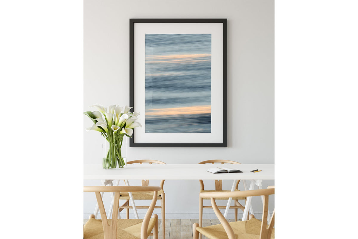 Quiet Tide print shown framed in black.