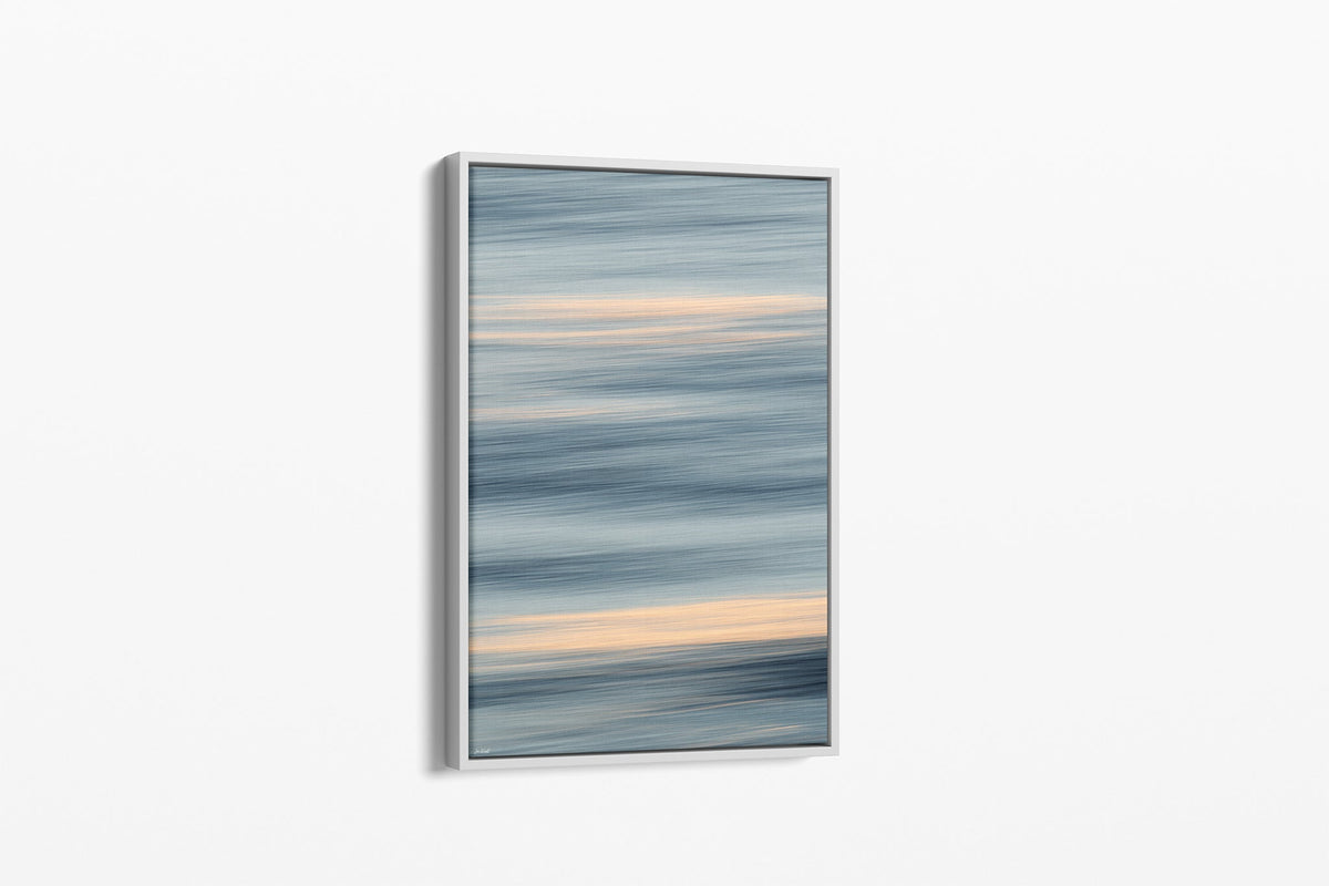 Quiet Tide print shown as a canvas in a white float frame.
