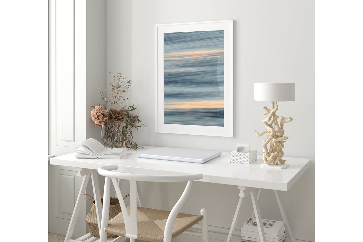 Quiet Tide print shown framed in white.