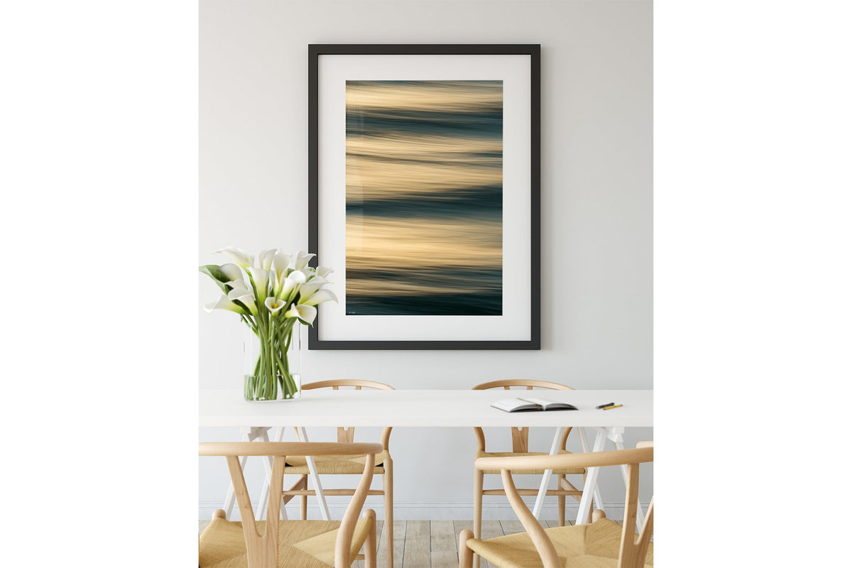 Honey Drift print shown framed in black.