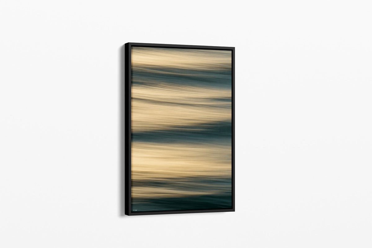 Honey Drift print shown as a canvas in a black float frame.