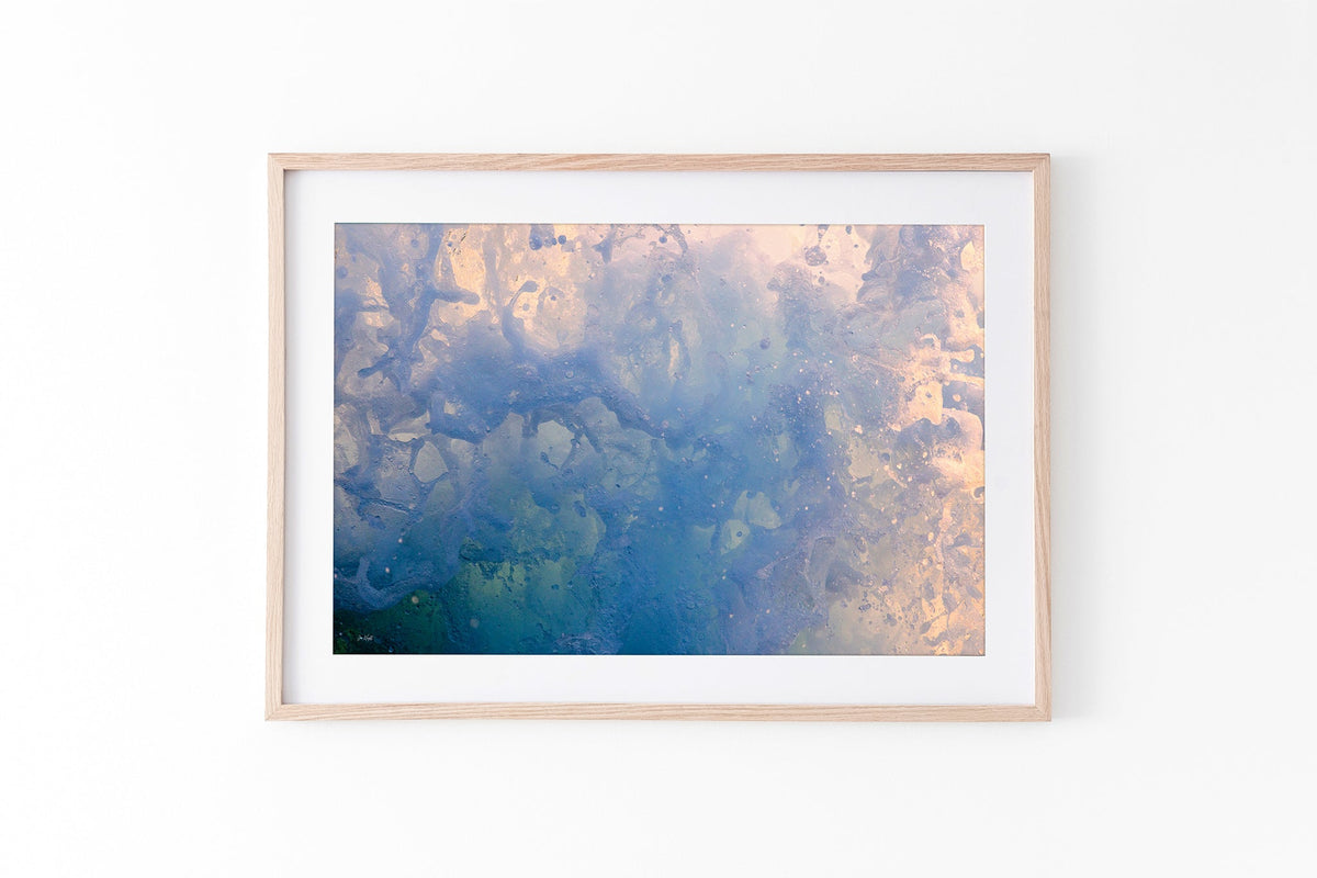 Coral Marble print shown framed in oak.