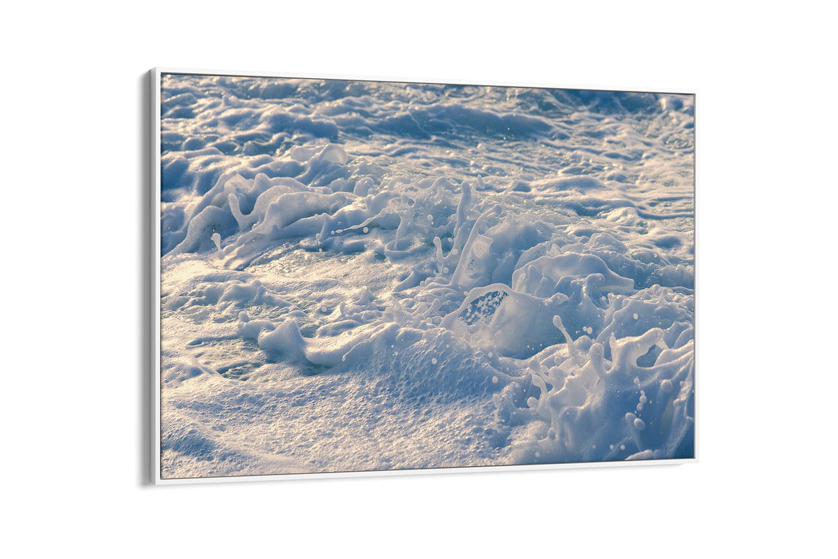 Frost Foam print shown as a canvas in a white float frame.