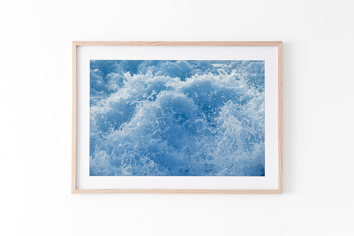 Cobalt Chaos print shown framed in oak.