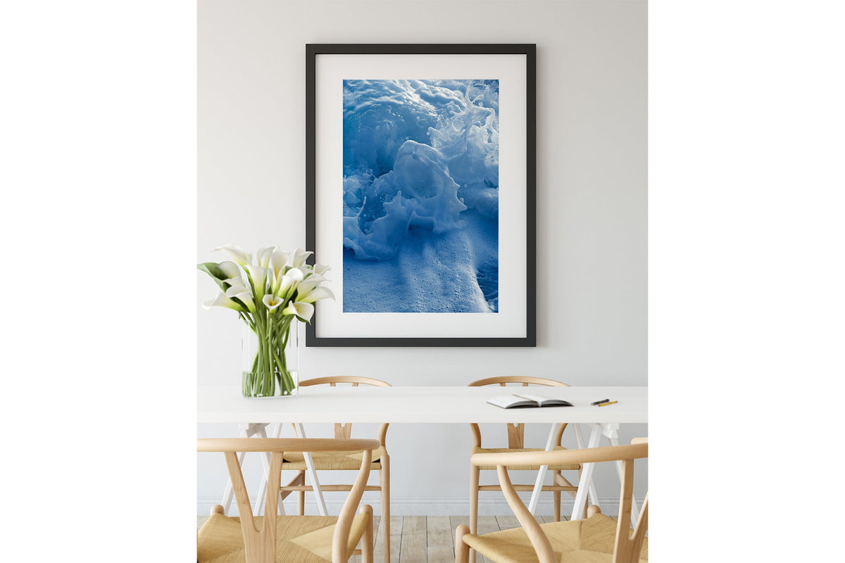 Ice Blue Foam print shown framed in black.