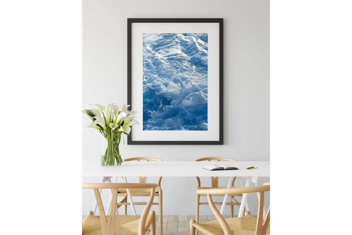Blue Ribbon Foam print shown framed in black.