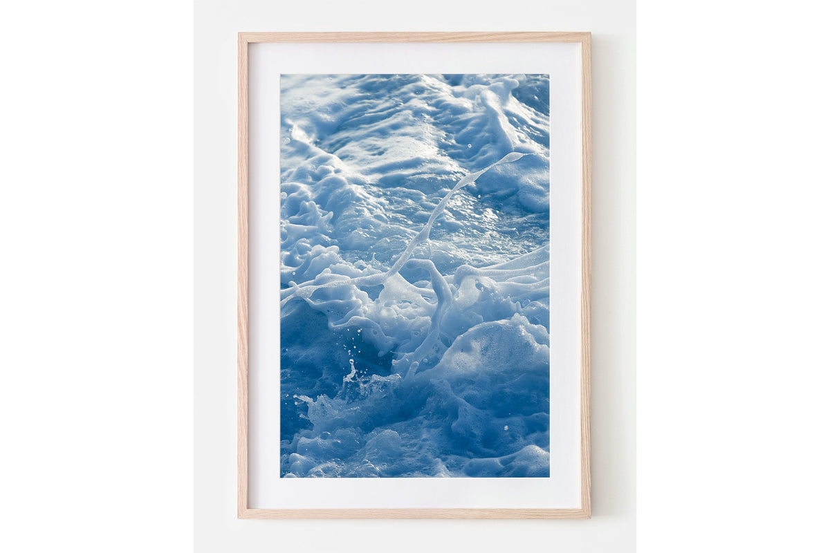 Blue Ribbon Foam print shown framed in oak with a white mat.