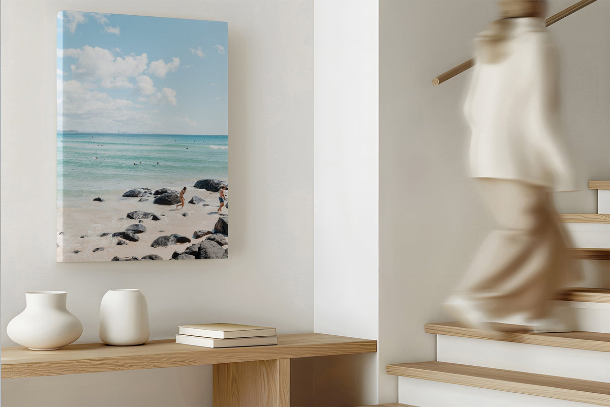 Rocky Shore Skyline print shown as a canvas print.
