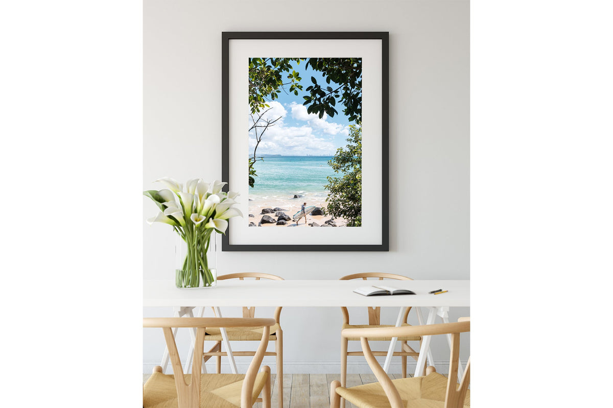 Surfer's Path print shown framed in black.