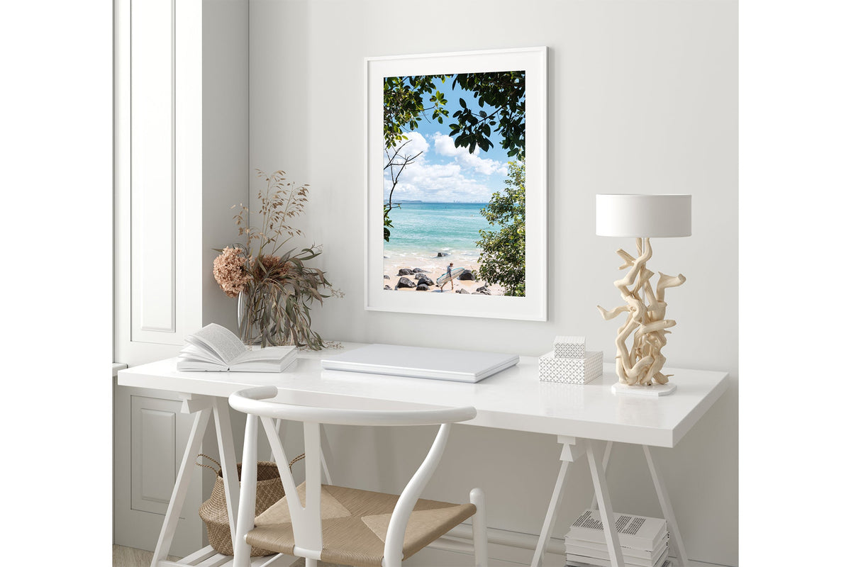 Surfer's Path print shown framed in white.