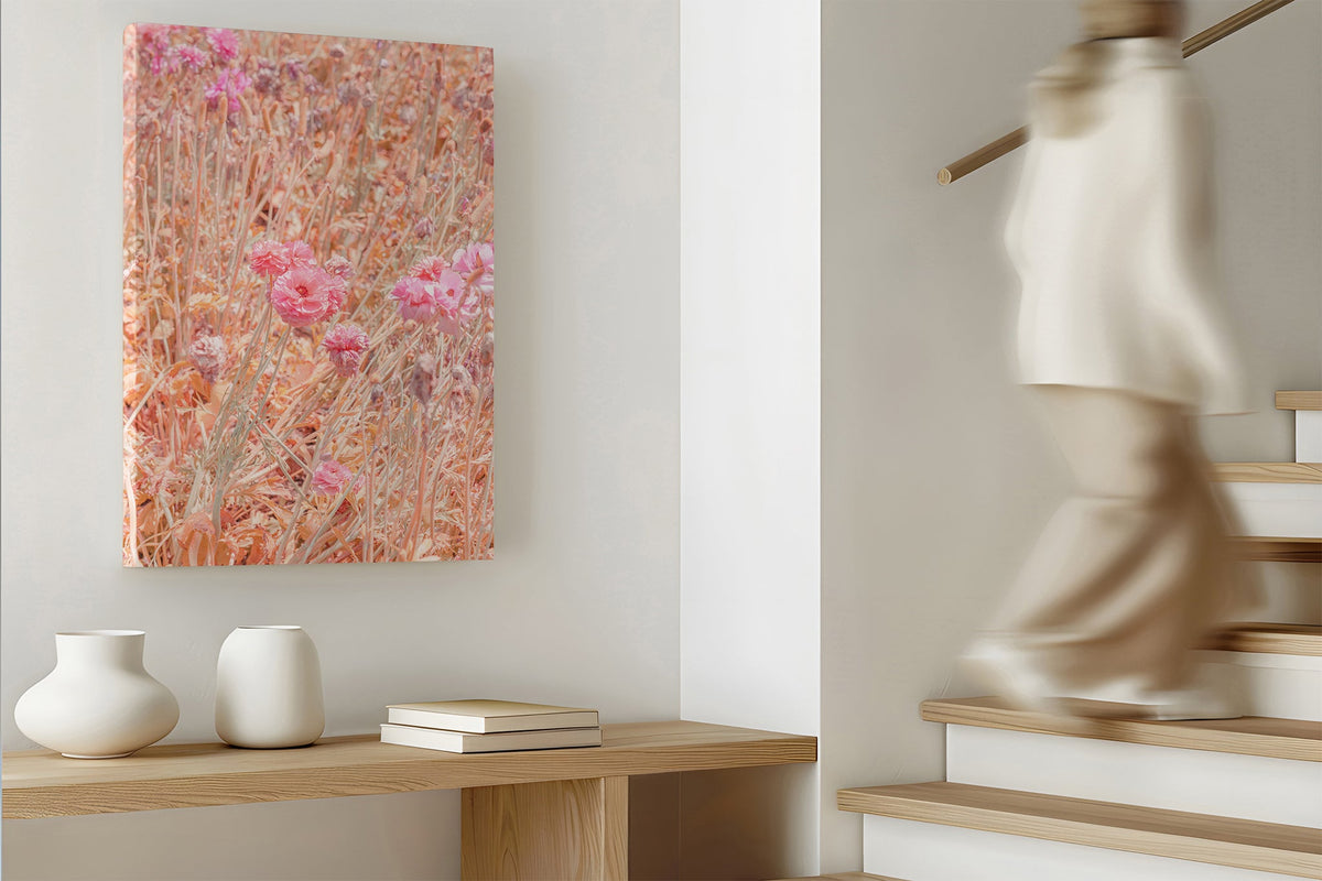 Faded ranunculus print shown as a canvas print.