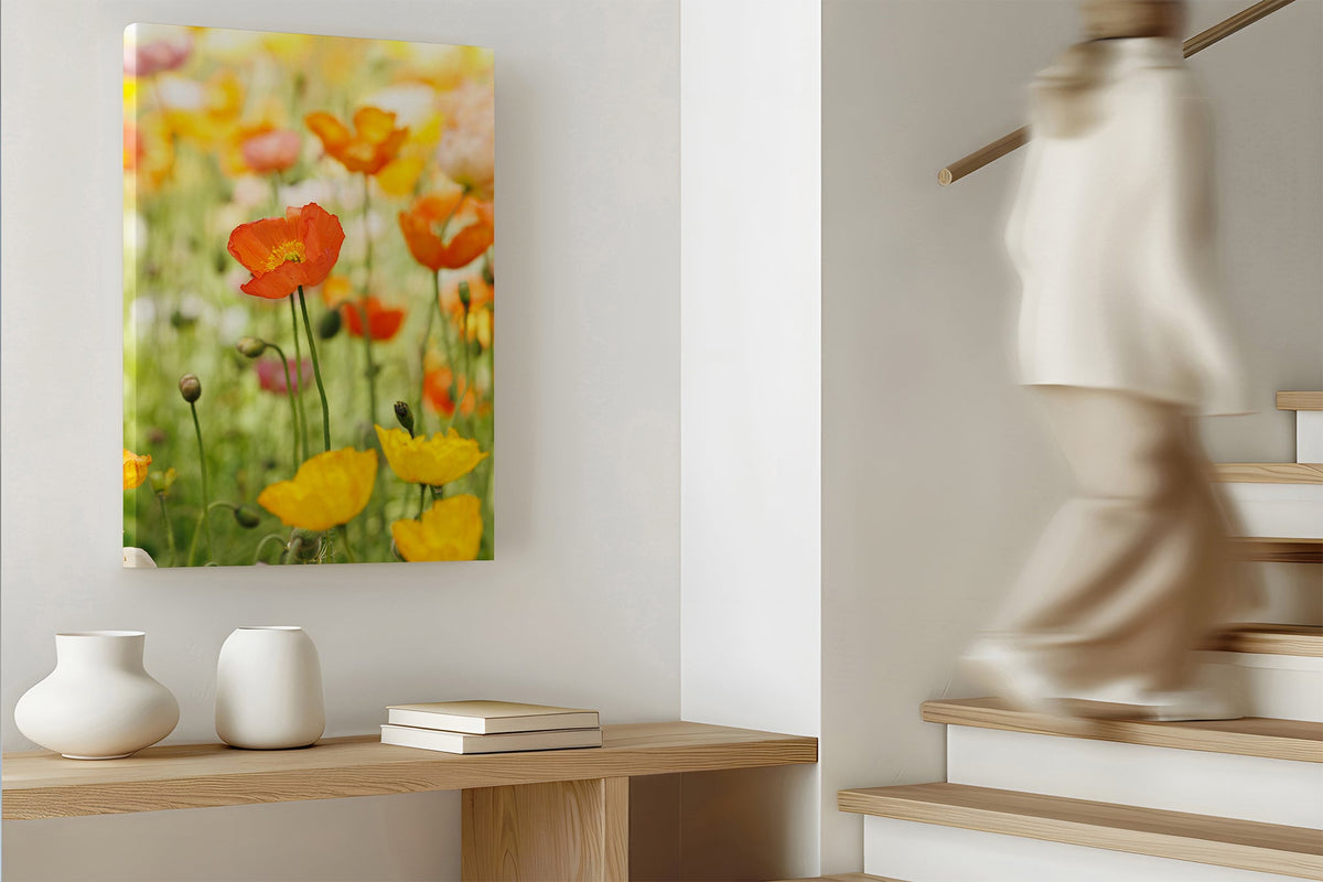 Orange poppy print shown as a canvas print.