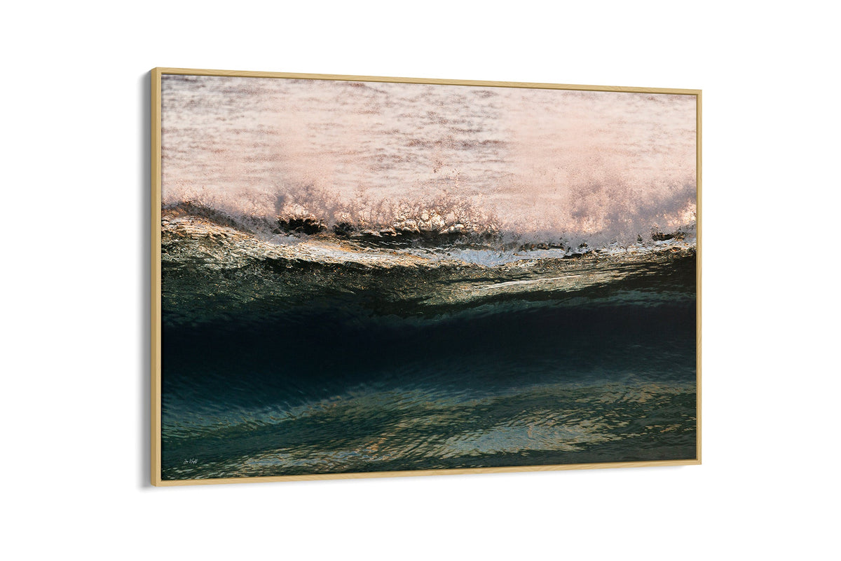 Rose Crest print shown as a canvas in an oak float frame.