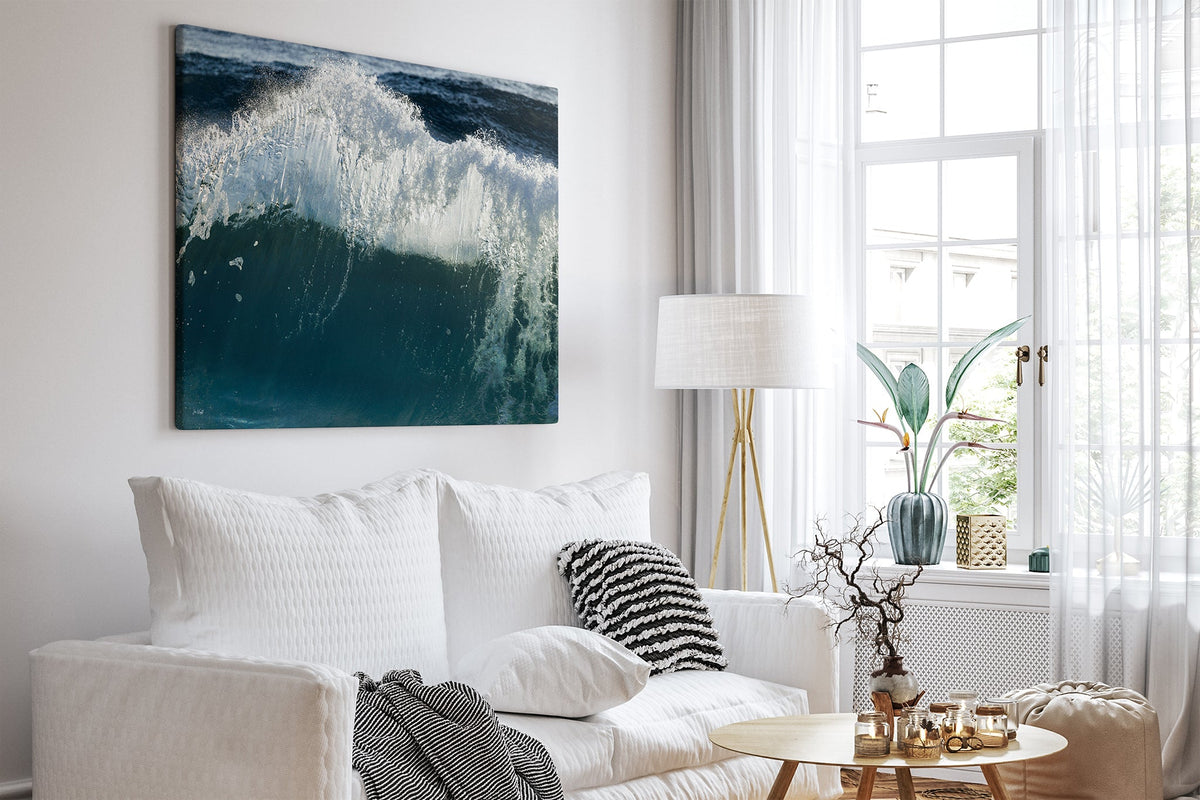 Glacier Crest print shown as a canvas print in a white room.