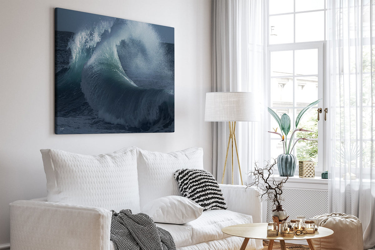 Rising Surge print shown as a canvas print in a white room.