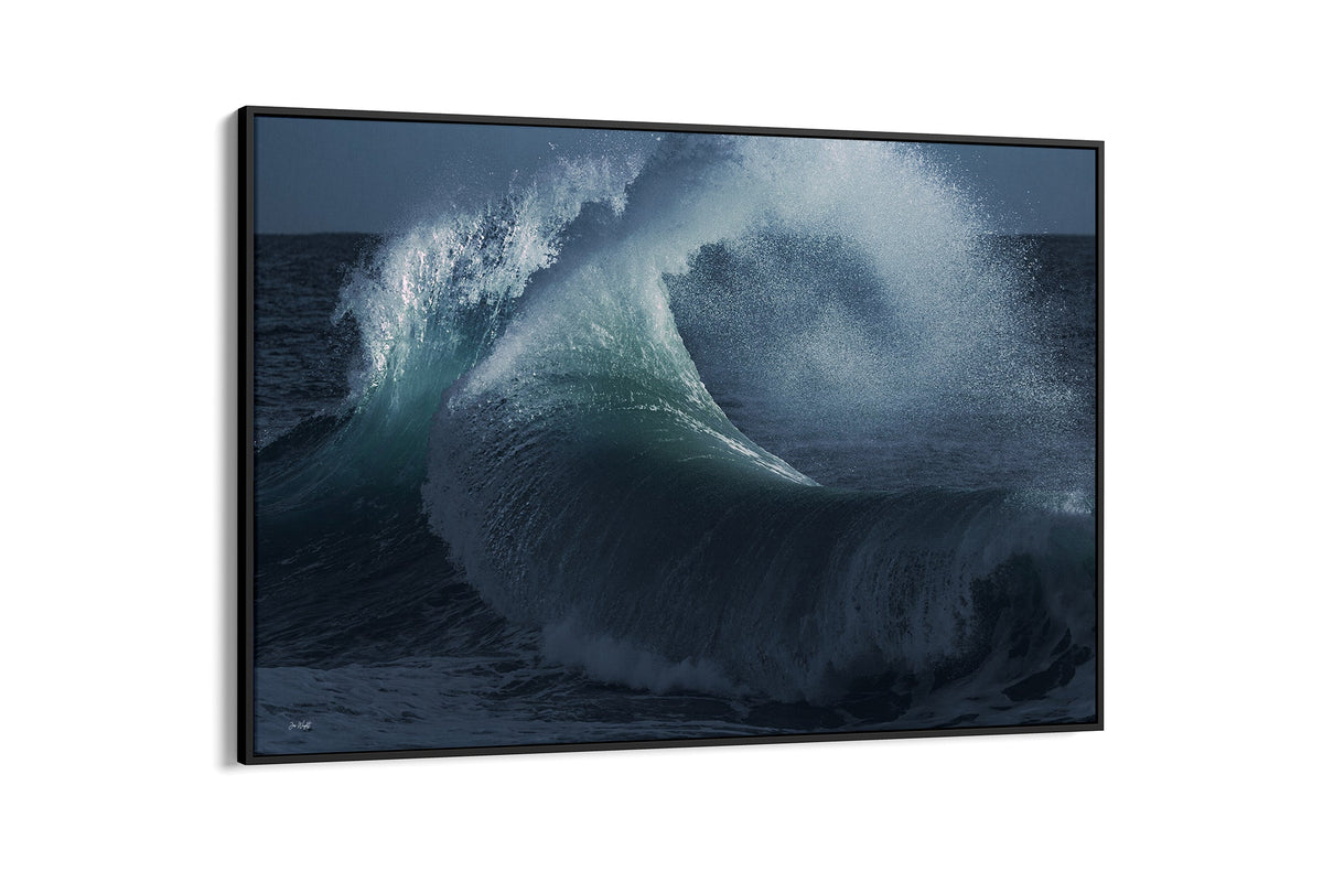 Rising Surge print shown as a canvas in a black float frame.