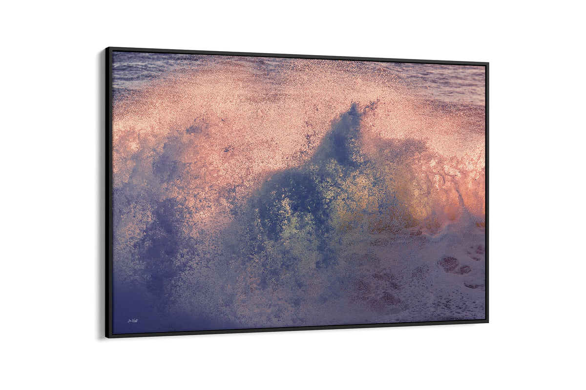 Dusk Burst print shown as a canvas in a black float frame.