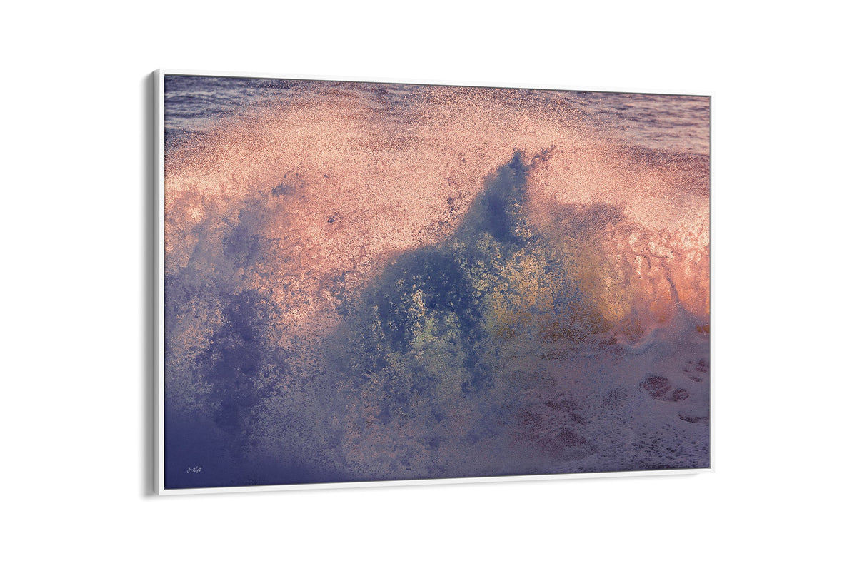 Dusk Burst print shown as a canvas in a white float frame.