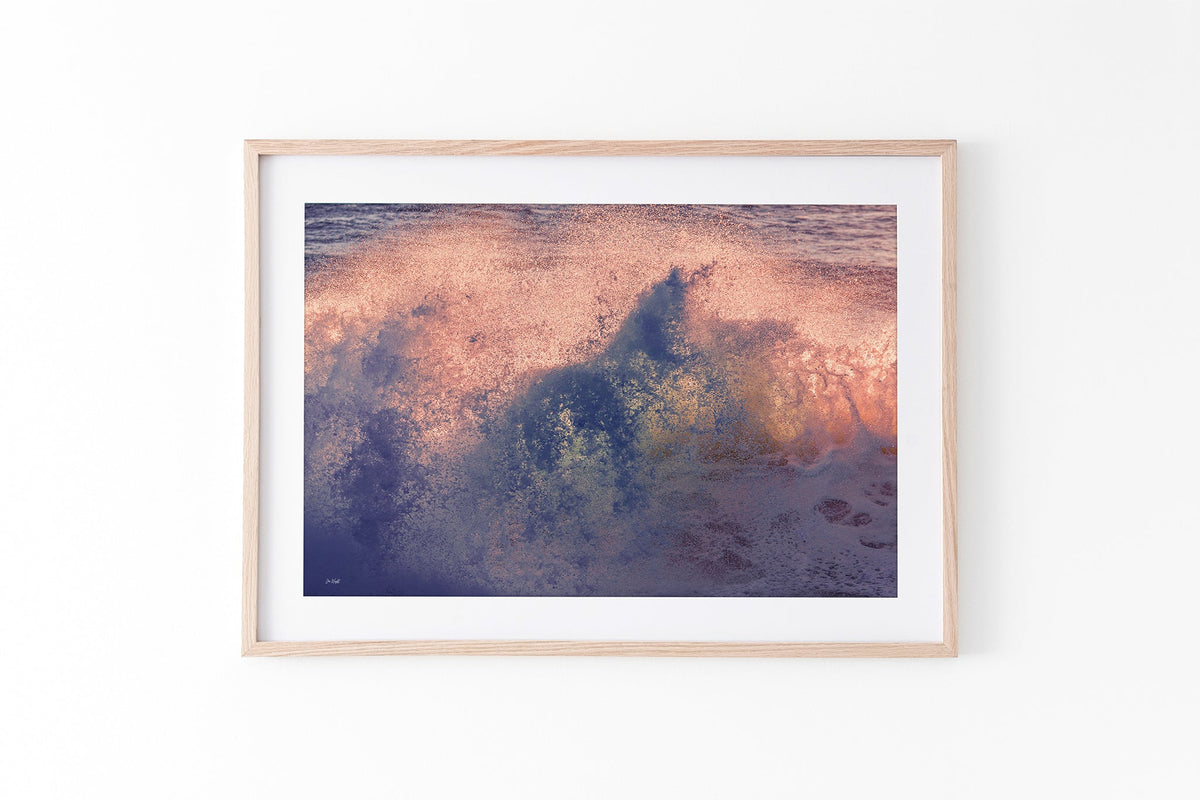 Dusk Burst print shown framed in oak.