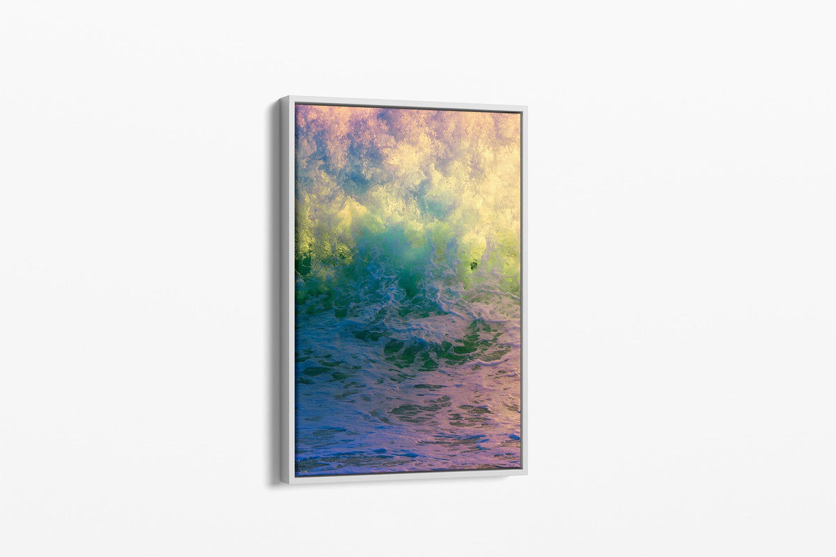 Happy Face print shown as a canvas in a white float frame.