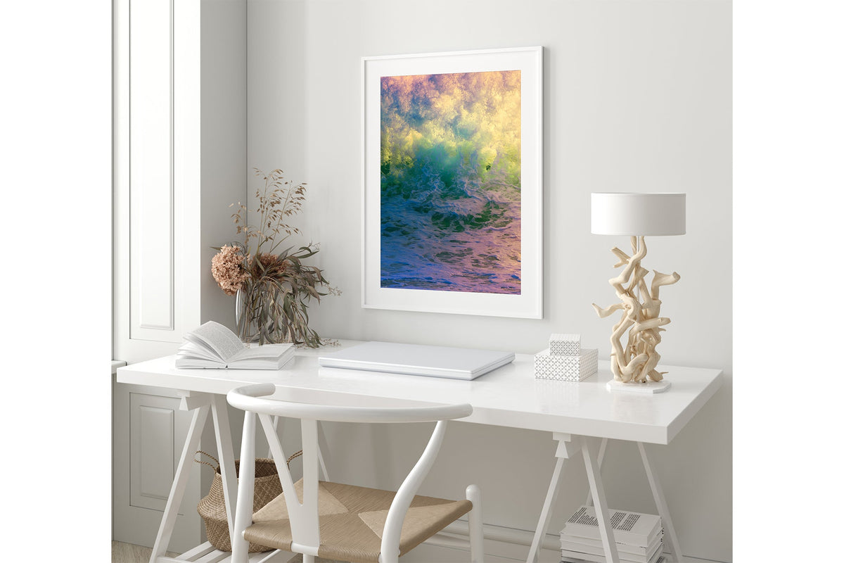 Happy Face print shown framed in white.