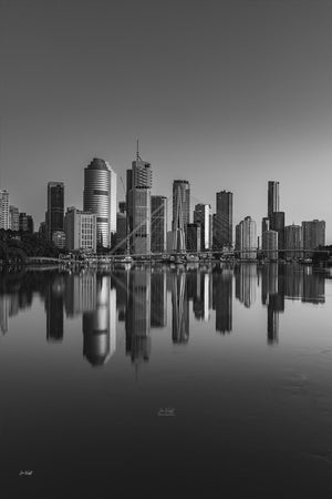Brisbane City Black and White Print
