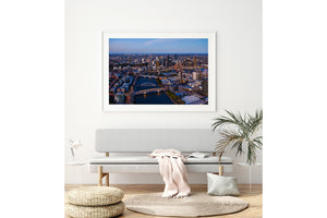 Brisbane City Artist Print White Frame