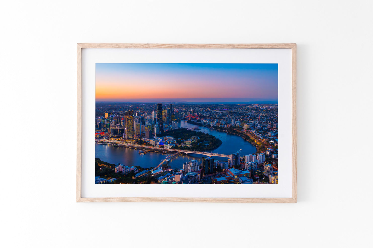 Brisbane Prints Photography wall art Oak Frame