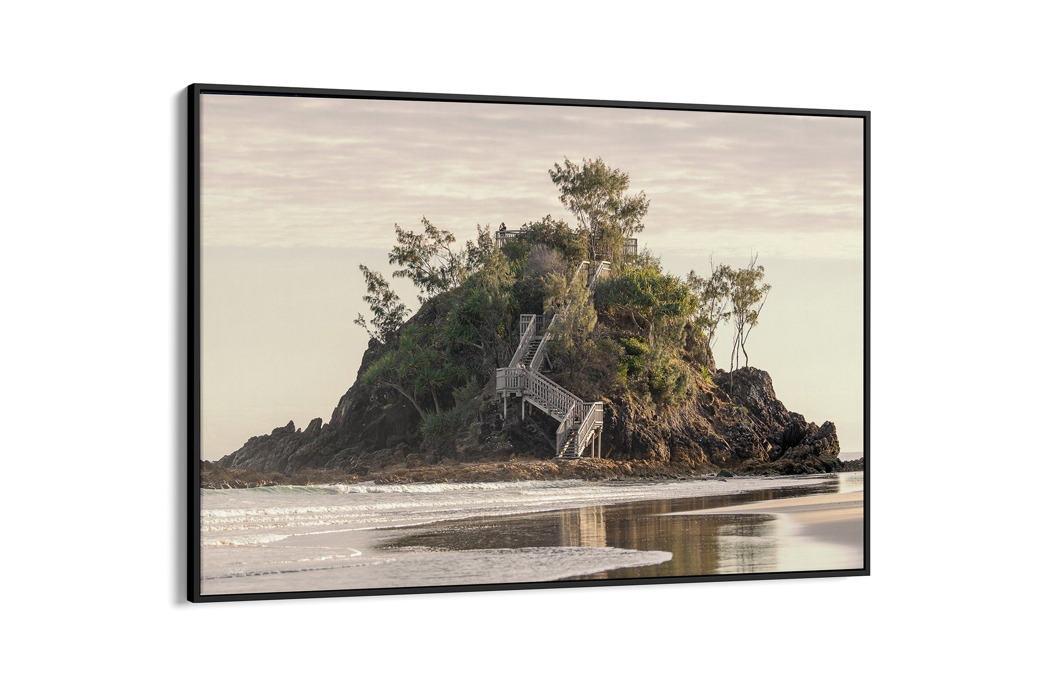 Golden Headland print shown as a black float frame canvas.