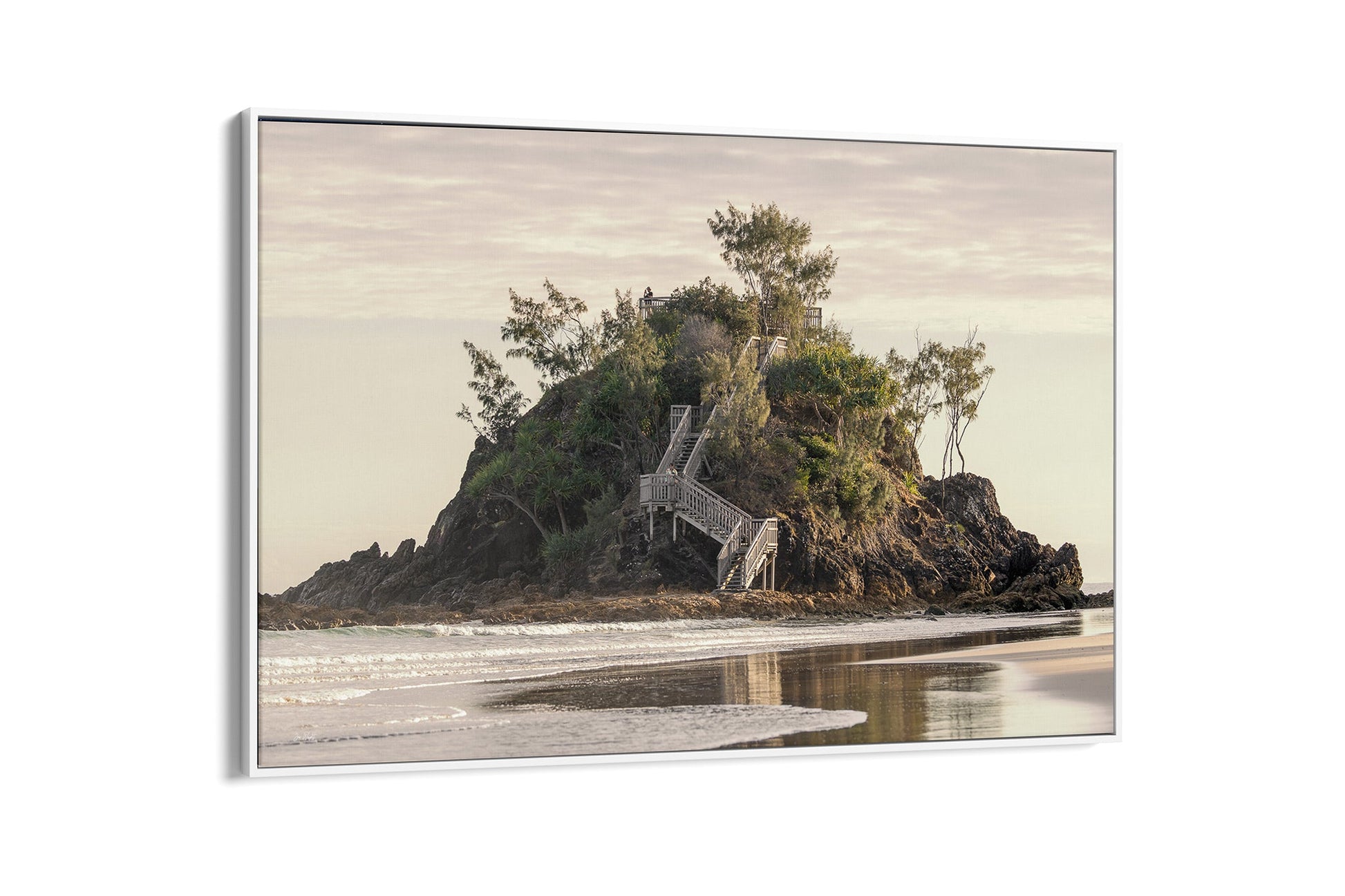 Golden Headland print shown as a white float frame canvas.