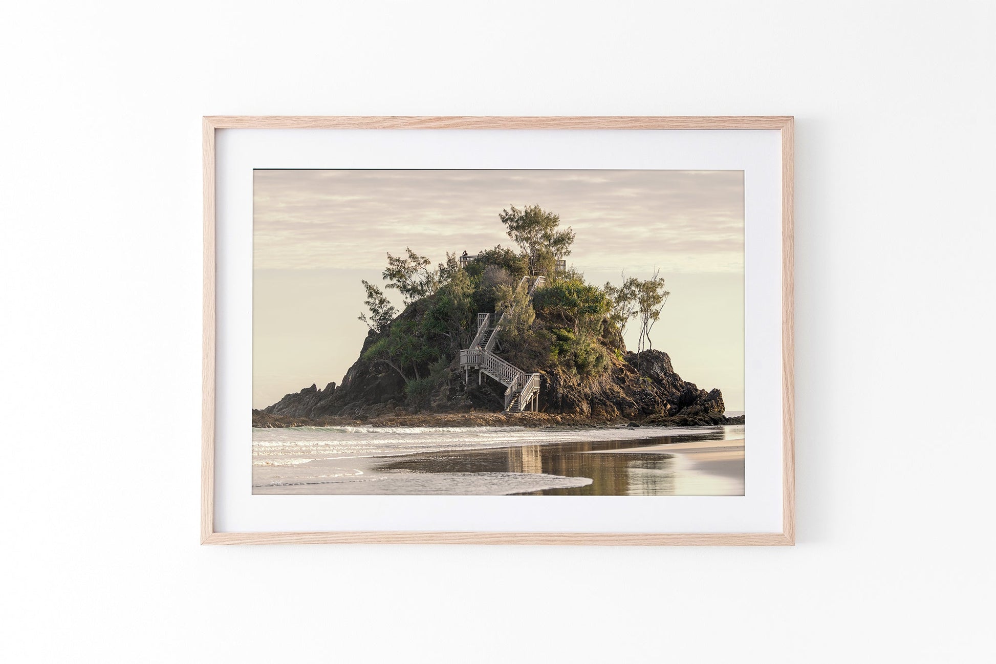 Golden Headland print shown framed in oak.
