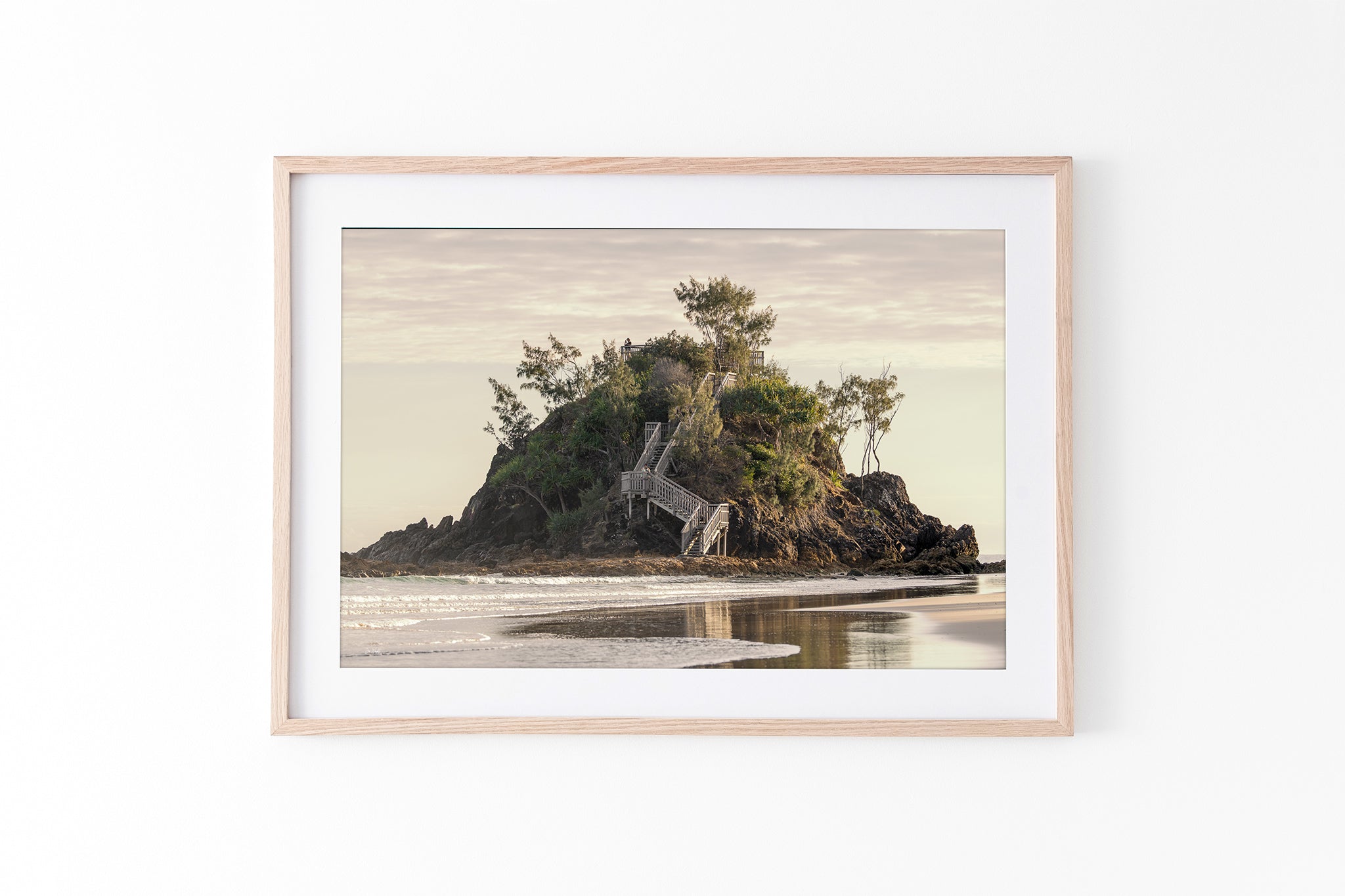 Golden Headland print shown framed in oak.