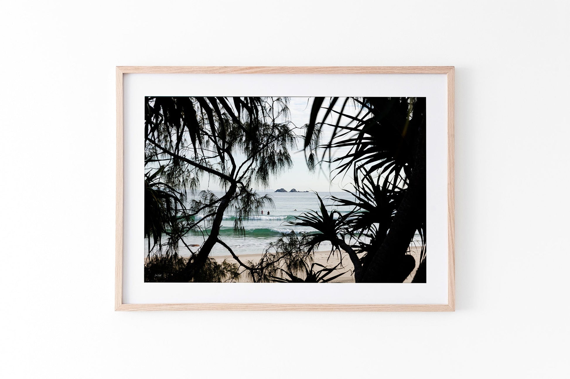 Framed Horizon print shown framed in oak.