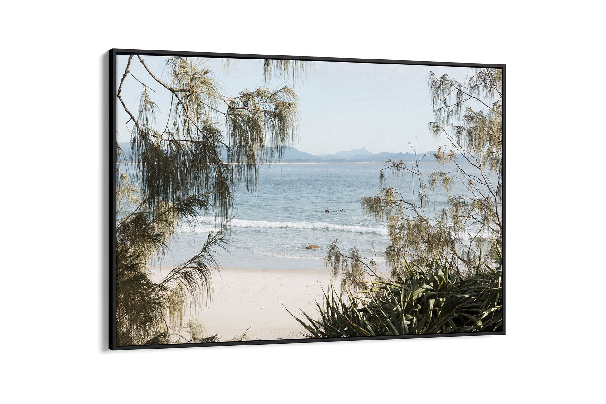 Hinterland Horizon print shown as a black float frame canvas.