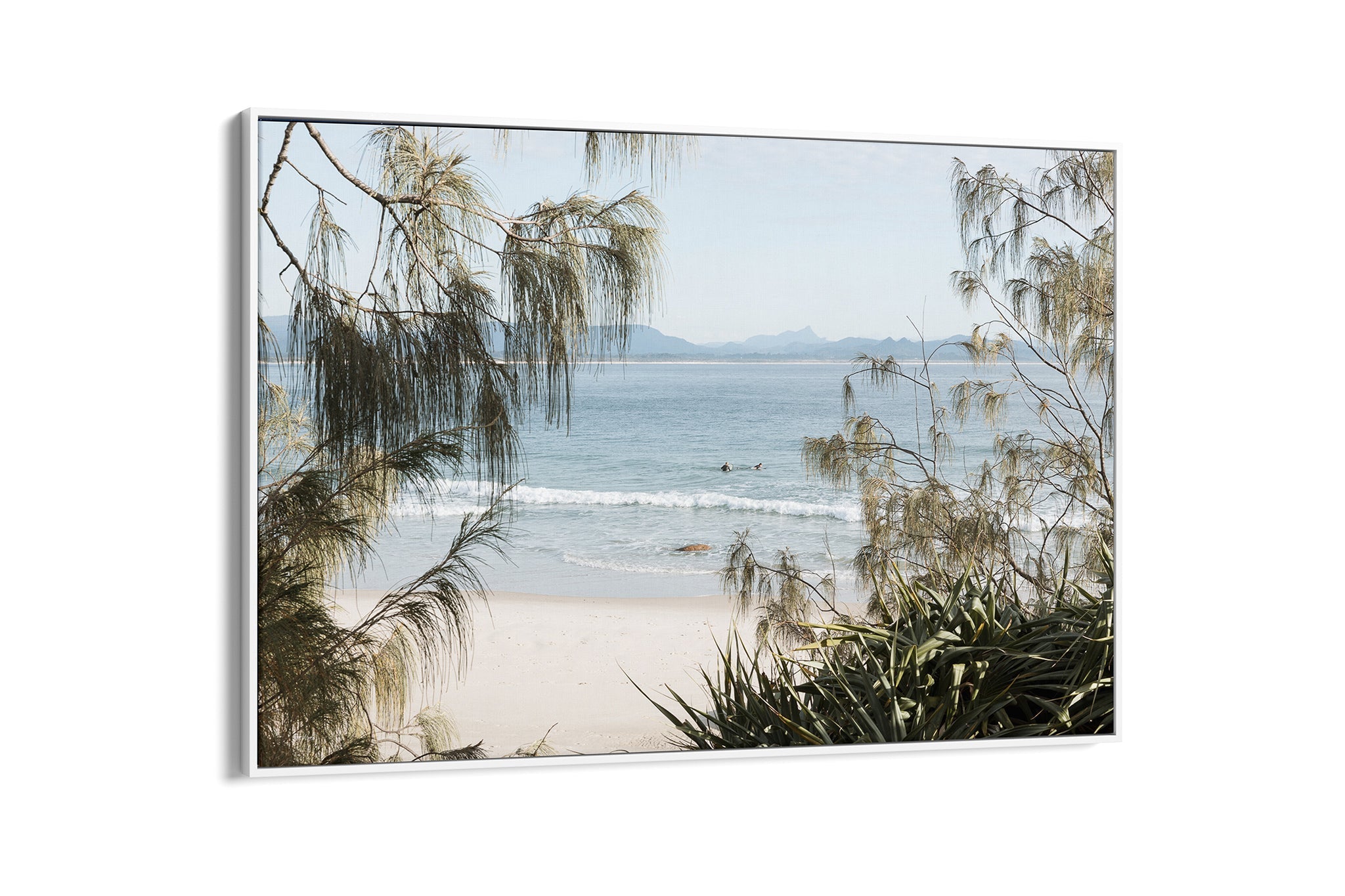 Hinterland Horizon print shown as a white float frame canvas.